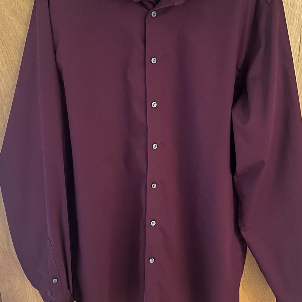 Calvin Klein Burgundy Wrinkle-Free Button Down Dress Shirt